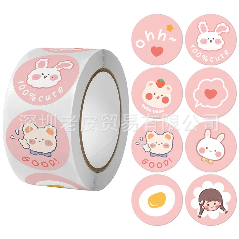 100-500pcs Cute Cartoon Sealing Stickers 1Inch Animal Scrapbook Envelope Gift Decor Labels Children Stationery Sticker (ONLINE ORDER ONLY)