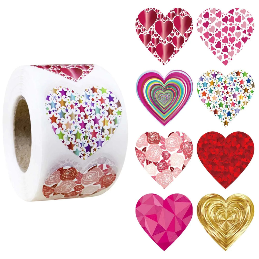 50-500pc Colorful Valentine's Day Heart Sticker Birthday Gift Packaging Seal Sticker Party Invitation Decor Sticker Baking Label (ONLINE ORDER ONLY)
