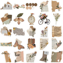 10/25/50pcs Retro English Fragmented  Stickers Decals Cartoon Graffiti DIY  Notebook Luggage Wall Decoration PVC Sticker (ONLINE ORDER ONLY)