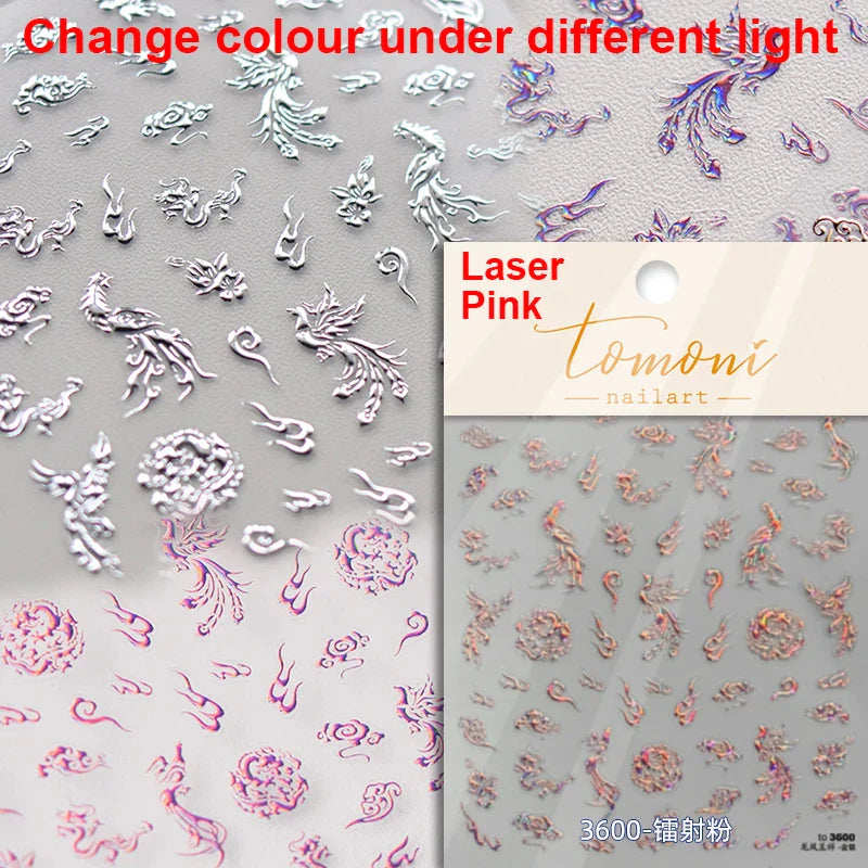 Charming White Shiny Pearl Rhinestone Wings Feathers Crown Moon Stars 3D Self Adhesive Nail Art Sticker Manicure Decal Wholesale (ONLINE ORDER ONLY)