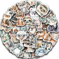 50pcs Cute Little Animal Stickers With Glasses Notebook Guitar Skateboard DIY Sticker For Pack Waterproof Laptop Skin Phone Case (ONLINE ORDER ONLY)