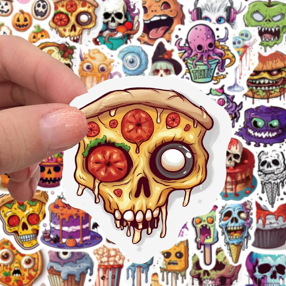 10/30/50PCS Funny Horror Skeleton Graffiti Stickers Decals Halloween Decoration Waterproof Skateboard Luggage Guitar Cartoon Toy (ONLINE ORDER ONLY)