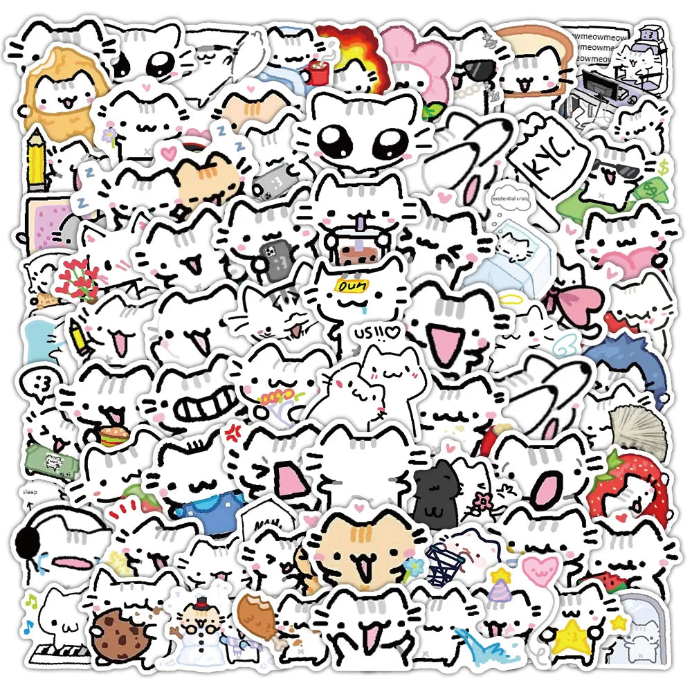 10/30/72PCS Cute Pokky Cat Stickers Kawaii Animal Meme Graffiti Decals Luggage Laptop Phone Guitar Car Bike Skateboard Sticker (ONLINE ORDER ONLY)