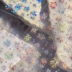 Colorful Fireworks Burst Hot Stamping Process Laser Pink Bright Romantic Self Adhesive Nail Art Stickers Chic Manicure Decals (ONLINE ORDER ONLY)