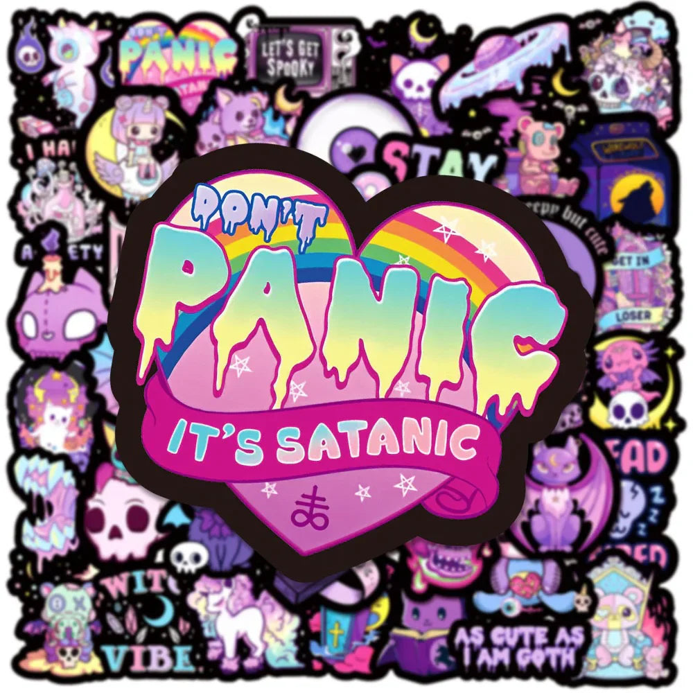 Purple Gothic Horror Cartoon Stickers for Phone Laptop Luggage Skateboard Decals (Online Order Only)