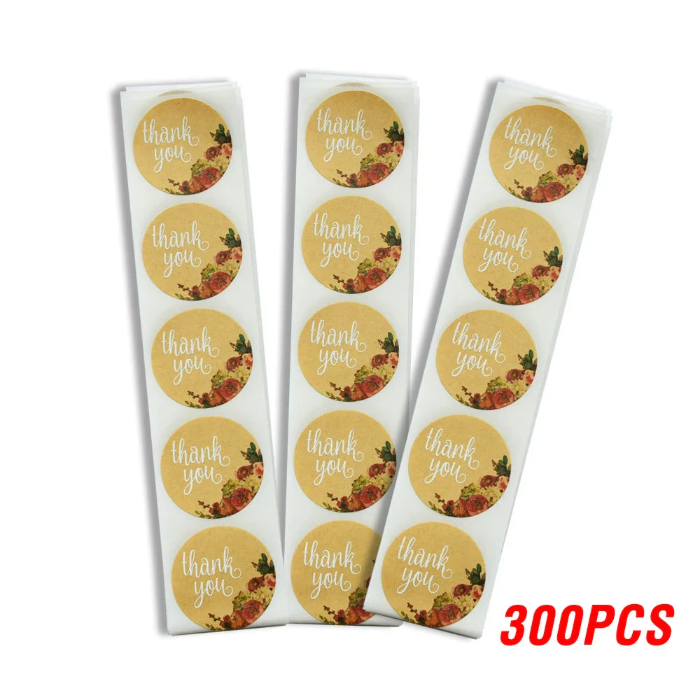 100-500pcs Round Natural Kraft Handmade Stickers Scrapbooking For Package Adhesive Thank You Sticker Seal Labels Stationery (ONLINE ORDER ONLY)