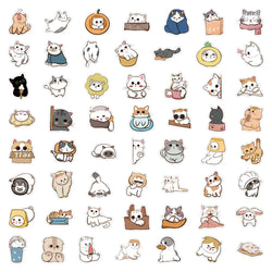 10/30/60PCS Cute Cartoon Cat Stickers Animal Decals DIY Diary Notebook Laptop Car Suitcase Phone Decoration PVC Waterproof Toys (Online Order Only)