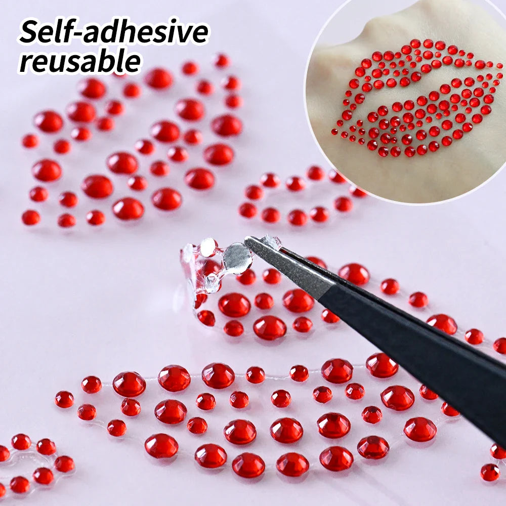 1PC Sexy Red Lips Rhinestone Iron-On Patches Waterproof Body Art Temporary Tattoo for Men Women Long Lasting Neck Funny Couple * (ONLINE ORDER ONLY)