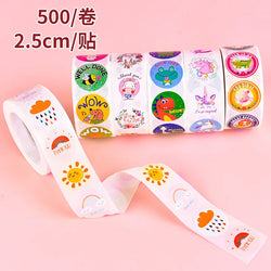 500Pcs Children's Cartoon Animal Stickers Baby Stickers Kindergarten Inspirational Little Red Flower Reward Roll Stickers (Online Order Only)