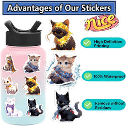 50pcs Cute Cats Stickers Funny Famous Cat Meme Catoon Decal DIY Graffiti Sticker Toys For Notebook Phone Phone Fridge Bike Car (ONLINE ORDER ONLY)