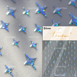 Punk Star Shiny Laser Five-pointed Star White Black Pink Hollow Out Delicate Sparkle Adhesive Nail Art Stickers Manicure Decals (ONLINE ORDER ONLY)