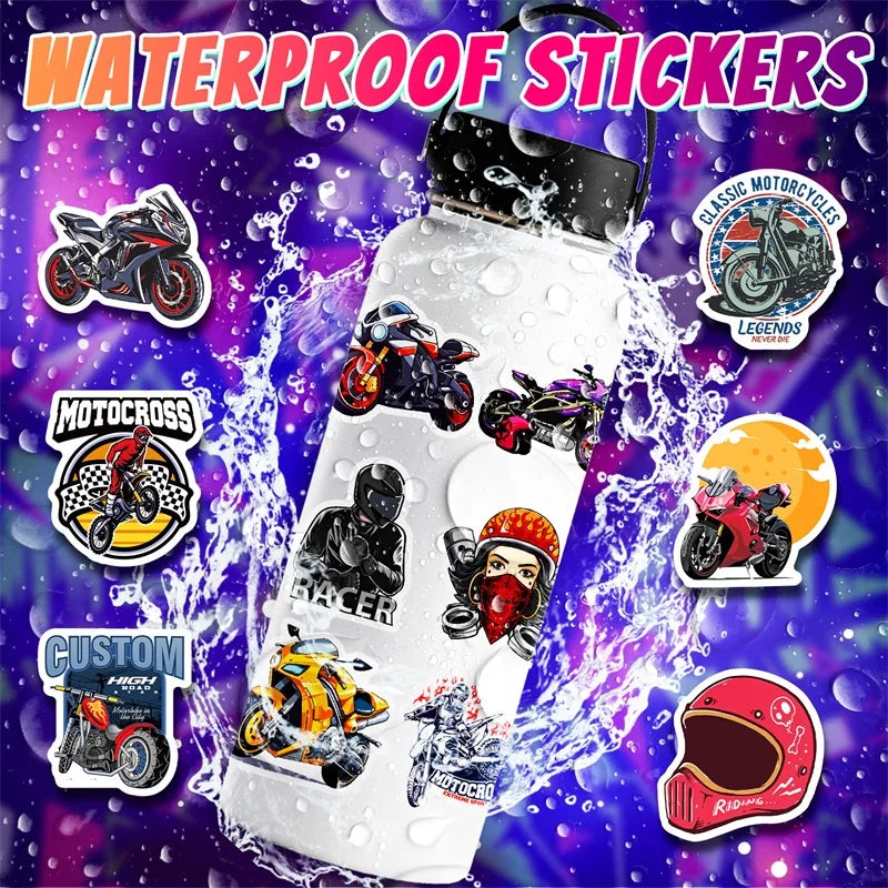 10/30/50PCS Fast Motorcycle PVC Sticky Sticker Aesthetic Chidlren's Stationery Decoration Scrapbooking Hand Accounting Supplies (ONLINE ORDER ONLY)