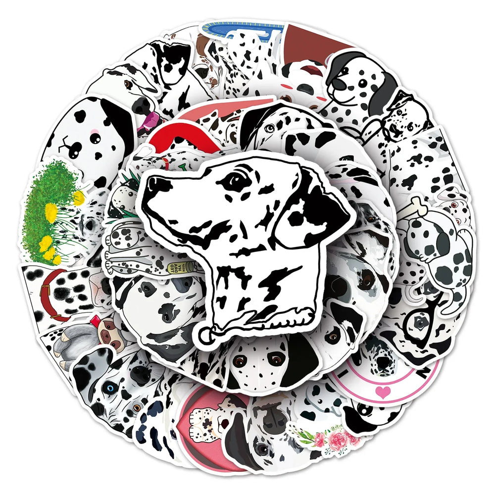 50Pcs Spotted Dog Cartoon Waterproof Vinyl Stickers for Skateboard Snowboard (ONLINE ORDER ONLY)