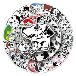 50Pcs Spotted Dog Cartoon Waterproof Vinyl Stickers for Skateboard Snowboard (ONLINE ORDER ONLY)