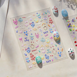 Colorful Swimsuit Bikini Fresh String Bag Vegetables Fruits Summer Beach Underwear Sunscreen Nail Art Stickers Manicure Decals (ONLINE ORDER ONLY)