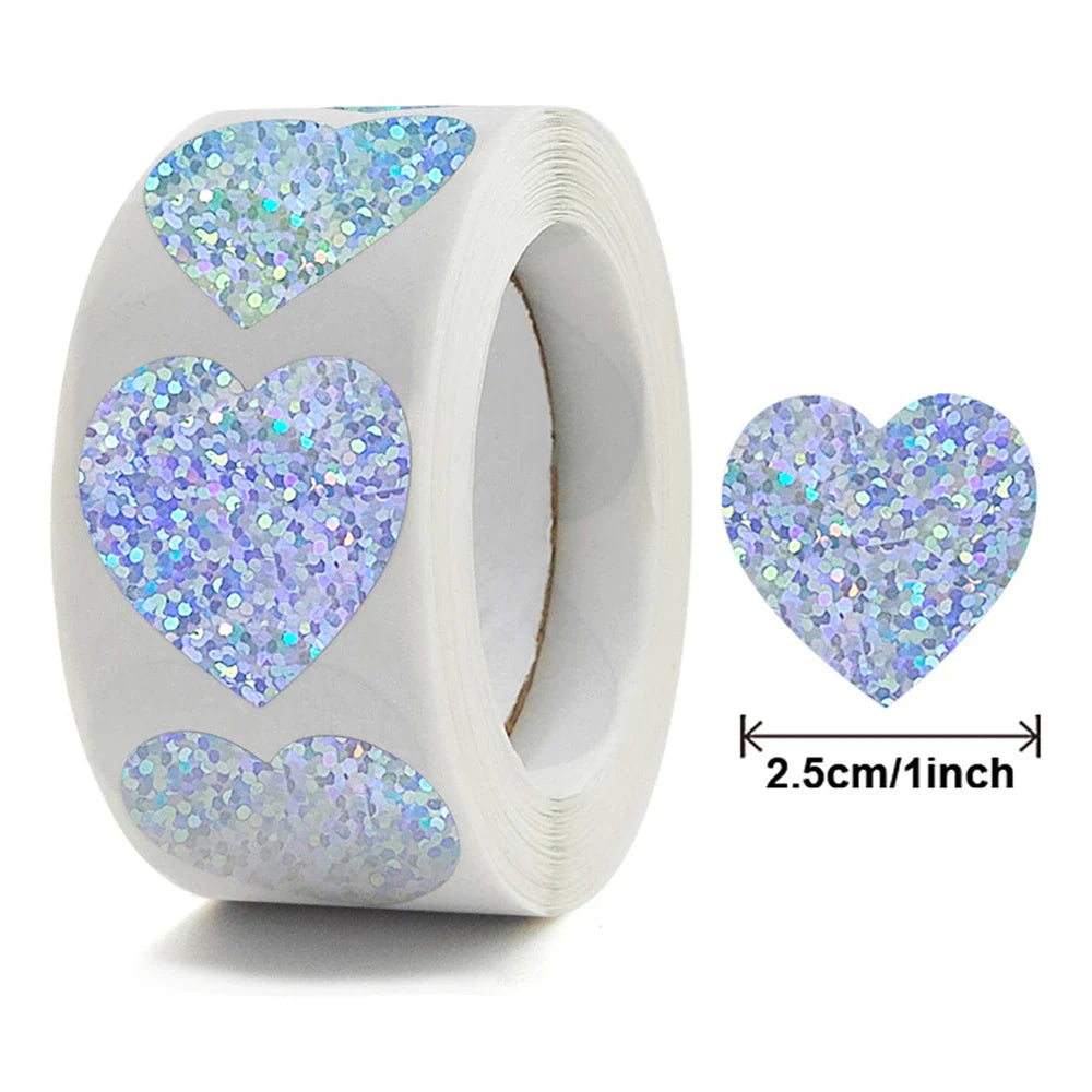 500pcs/roll Gold Holographic Glitter Sealing Label Round Laser Sticker Party Handmade Envelope Business Label Stationary Sticker (ONLINE ORDER ONLY)