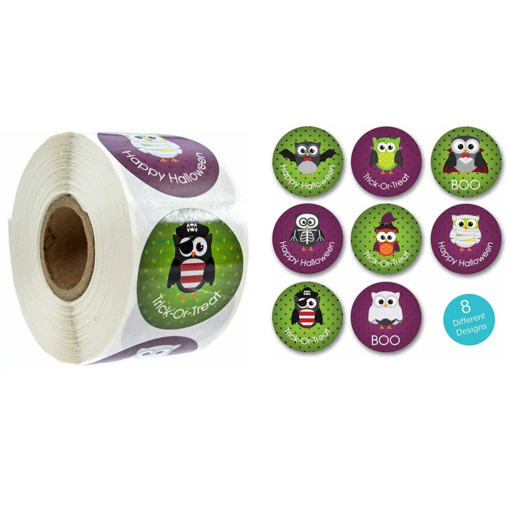 500pcs/roll Halloween Sticker Ghost Labels Gift Candy Bags Seal Stickers Halloween DIY Package Paper Sticker Party Decoration (ONLINE ORDER ONLY)