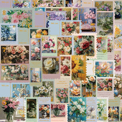 50Pcs Retro Flower Stamps Aesthetic Stickers Graffiti Decals for Scrapbooking Notebook Travel Luggage Bike Phone Sticker﻿ (ONLINE ORDER ONLY)