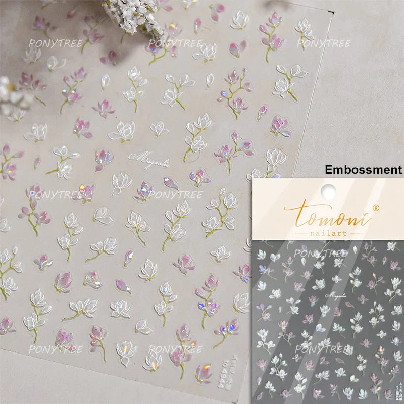 Petal Numerous Flowers Luxuriant Plant Garden Yellow Stamen Charming 5D Soft Relief Adhesive Nail Art Sticker 3D Manicure Decals (ONLINE ORDER ONLY)