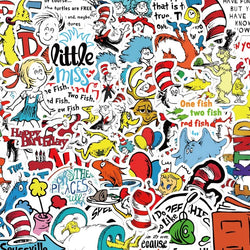 50pcs Doctor Seuss Cartoon Stickers for Luggage, Water Bottles, Phones, Laptops, Scooters, Refrigerators (Online Order Only)