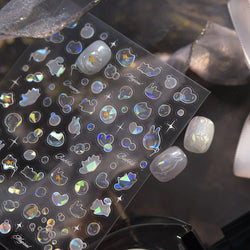 Blow Bubbles Goldfish Cat Kitten Water Love Heart Star Rabbit Bunny Self Adhesive Nail Art Decorations Stickers Manicure Decals (Online Order Only)