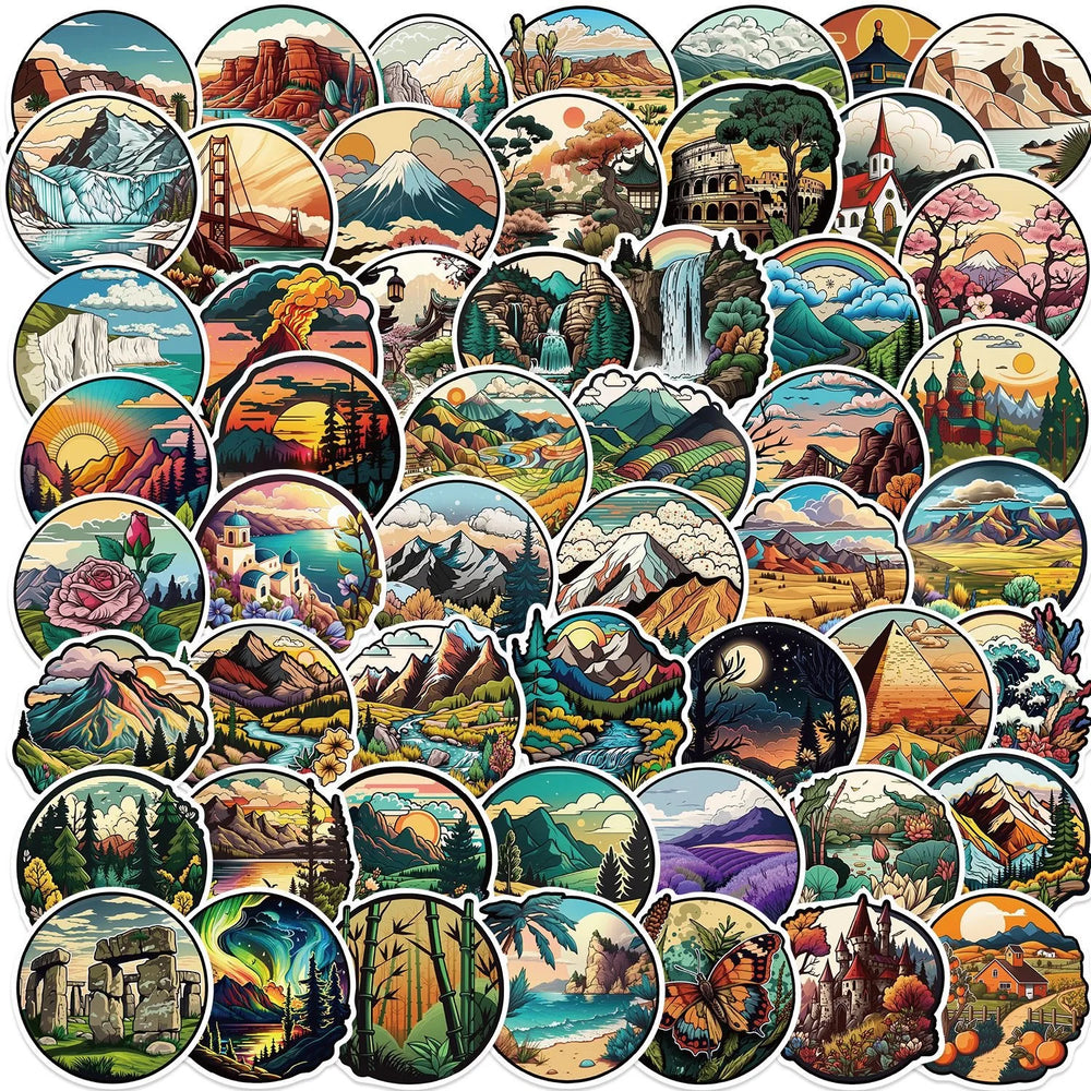 10/50pcs World Famous Landscape Stickers Label Travel Landmark Graffiti Decals Laptop Luggage Phone Suitcase Waterproof Sticker (ONLINE ORDER ONLY)
