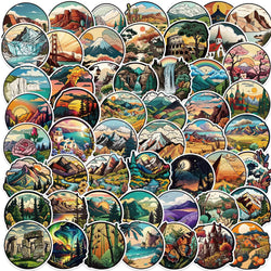 10/50pcs World Famous Landscape Stickers Label Travel Landmark Graffiti Decals Laptop Luggage Phone Suitcase Waterproof Sticker (ONLINE ORDER ONLY)