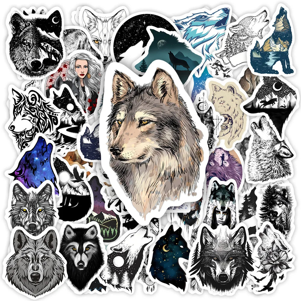 Cool Wolf Stickers Timberwolf Tattoo DIY Toy Gift Decal Decorative Graffiti for Phone Luggage Laptop Scrapbook Waterproof (ONLINE ORDER ONLY)