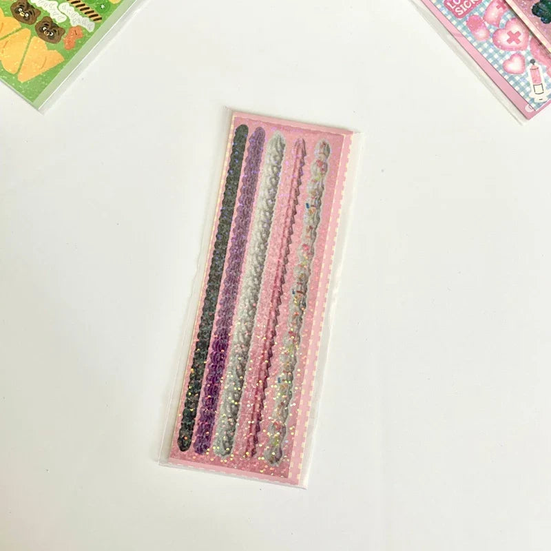 Korean ins Cream Bow Laser Decoration Stickers Diary Hand Account Idol Card DIY Scrapbooking Material Kawaii Stationery Sticker (ONLINE ORDER ONLY)