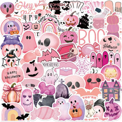 Cute Pink Halloween Pumpkin Ghost Stickers for Phone Laptop Luggage Skateboard Decals (Online Order Only)