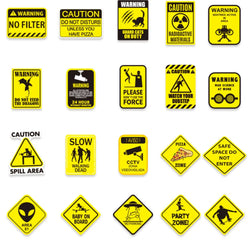 10/50pcs Funny Warning Stickers Danger Banning Sign Viny Decal Car Scooter Motorcycle Suitcase Violation Sticker Classic Toy (Online Order Only)