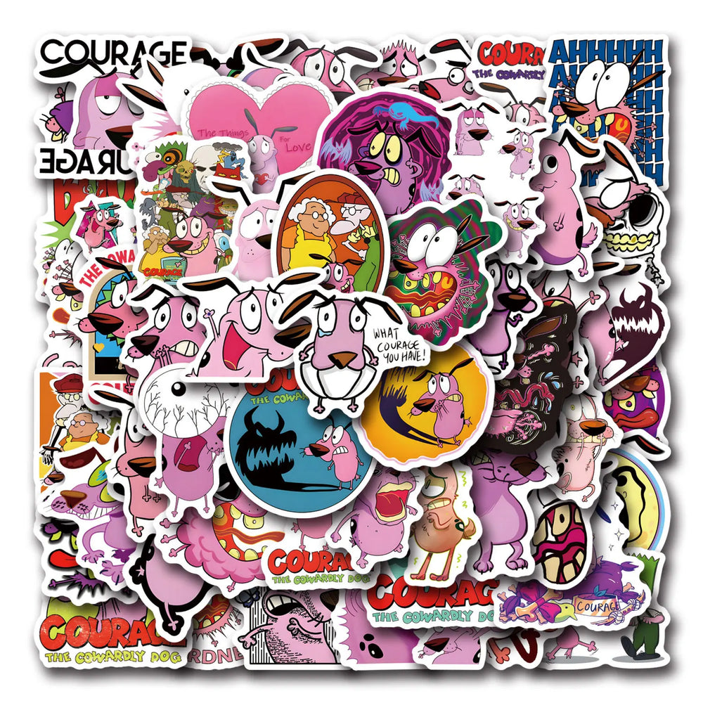 10/30/55PCS Curage The Cowardly Dog Stickers Funny Cartoon Anination Cute Dog Graffiti Sticker Laptop Phone Car Decals Kids Toys (ONLINE ORDER ONLY)