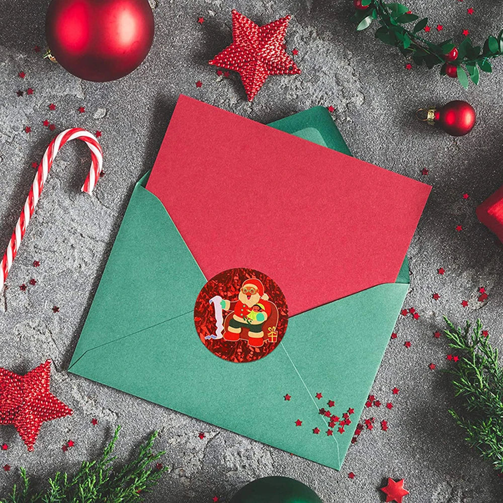 100-500pcs Christmas Gift Box Stickers Package Santa Baking Seal Sticker Handmade Letter Envelope Sealing Labels Decoration (ONLINE ORDER ONLY)