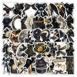 Black Gold Cartoon Stickers Aesthetic Decals for Laptop Phone Suitcase Kids Toy (ONLINE ORDER ONLY)
