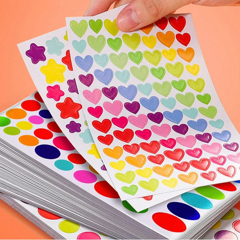 Clipbook Stickers Set: Self-Adhesive Star, Heart, Dot Decorations for DIY Albums (Online Order Only)