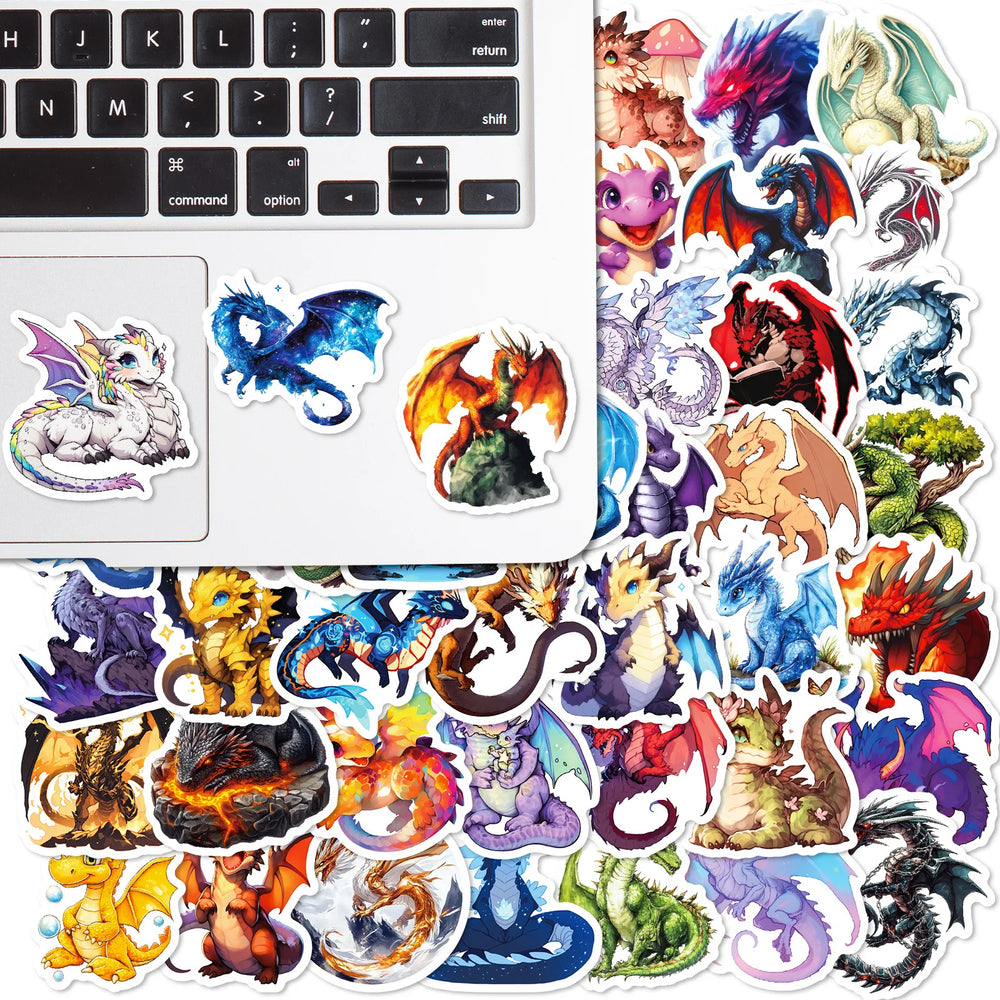 10/30/50PCS Cool Dragon Stickers Cartoon Decoration DIY Kids Toys Fridge Luggage Laptop Phone Guitar Car Bike Skateboard Sticker (Online Order Only)