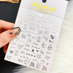 1PC Heart Love Design 3D Nail Art Sticker English Letter Self-Adhesive Slider Valentine's Day DIY Manicure Tips Accessories Tool (ONLINE ORDER ONLY)