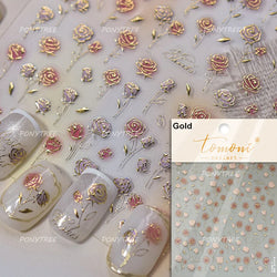Flower Garden Purple Yellow Pink Daisy Butterfly Delicate 5D Soft Relief Adhesive Nail Art Decoration Sticker 3D Manicure Decals (ONLINE ORDER ONLY)