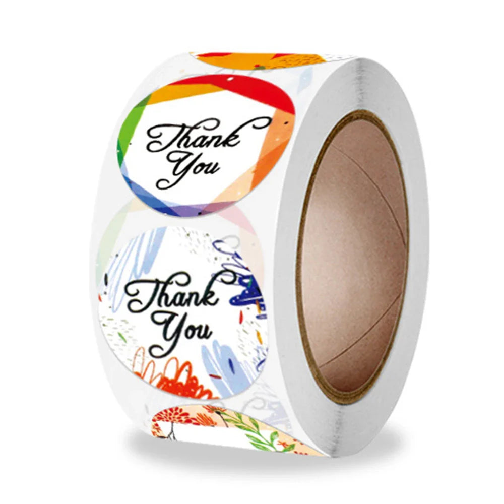 500pcs/roll Thank You Stickers Flower Pattern Party Wedding Decoration Gift Envelope Seal Labels Scrapbooking Stickers (ONLINE ORDER ONLY)