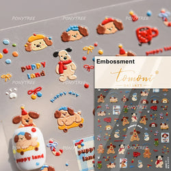 Cute Apple Fruit Dog Puppy Cat Kitten Adhesive Nail Art Sticker Charming Delicate Rhinestone Shiny Manicure Decals Nail Supplies (ONLINE ORDER ONLY)