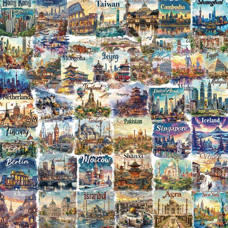 50PCS Cartoon City PET Sticker Aesthetic Decoration Scrapbooking Korean Stationery DIY Hand Accounting Tools Supplies for Kids (ONLINE ORDER ONLY)
