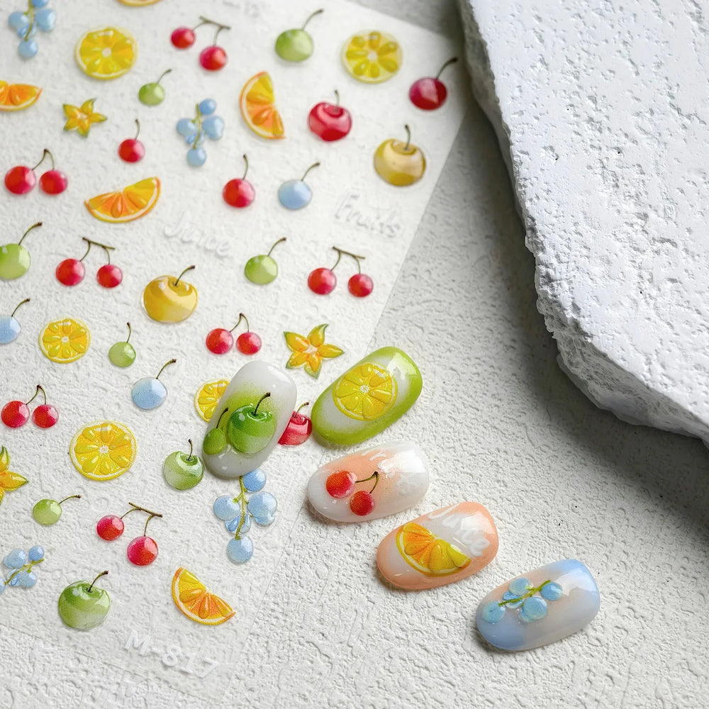 Carambola Grape Honey Peach Cherry Pineapple Pineapple Orange Apple Lemon Bromeliad Fruit Jelly Nail Art Sticker Manicure Decals (ONLINE ORDER ONLY)