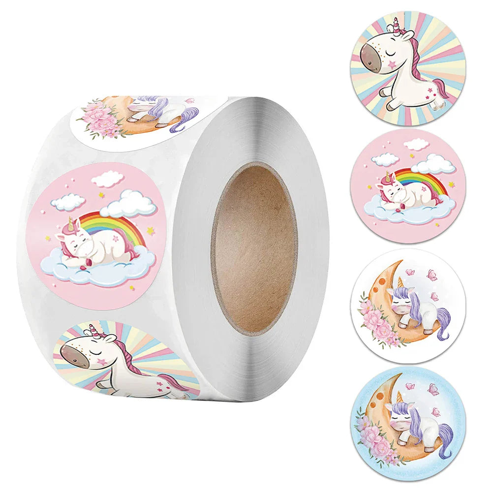 100-500pcs Kids Cute Cartoon Animals Praise Stickers 1Inch Labels for Children Teaching Toy Gift Card Party Packaging Wrapping (Online Order Only)