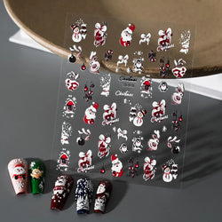 5D Embossed Gingerbread Man Nail Art Sticker Cute Christmas Winter Santa Claus Snowflake Elk Engraved Slider Manicure Decoration (ONLINE ORDER ONLY)