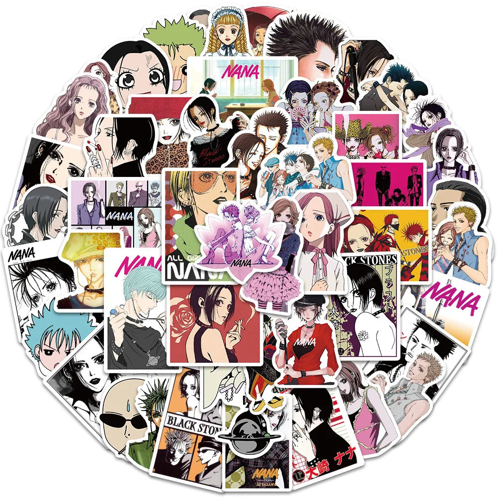 50PCS Anime NANA Stickers Cool Graffiti Decals DIY Decoration for Phone Laptop Stationery PVC Waterproof Sticker Toys Gift (Online Order Only)