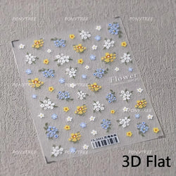 Mini Colourful Flower Black Yellow Petal Wreath 5D Chic Embossed Reliefs Delicate Self Adhesive Nail Art Stickers Manicure Decal (Online Order Only)