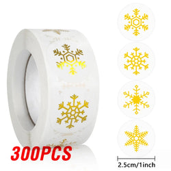 100-500Pcs Gold Snowflake Christmas Stickers Candy Bag Envelopes Sealing Label Christmas Gifts Box Decorations Sticker (ONLINE ORDER ONLY)