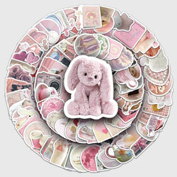 103Pcs Pink Cartoon Waterproof Vinyl Stickers for Skateboard Snowboard (Online Order Only)