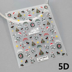 Snowman Apple Stars Gift Bell Snowflake Christmas Tree 3D Jelly Self Adhesive Nail Art Stickers Santa Claus Xmas Manicure Decals (ONLINE ORDER ONLY)