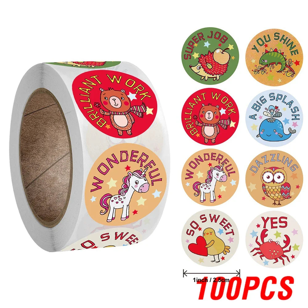 100-500pcs Kids Reward Stickers Puppy Dog Cat Encouragement Labels for Teachers Cute Animals Sticker Stationery Pegatinas (ONLINE ORDER ONLY)